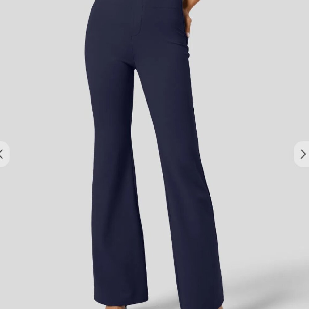 Halara High Waisted Slight Flare Work Pants  Midnight Blue/M(petite)
